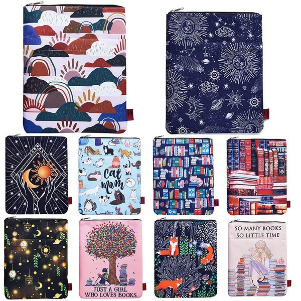 LParkin Zodiac Sun & Moon Book Whimsical Clouds Sleeve Book Covers for Paperbacks Book Sleeves with Zipper, Washable Fabric 11 X 8.5 Inch Astrology