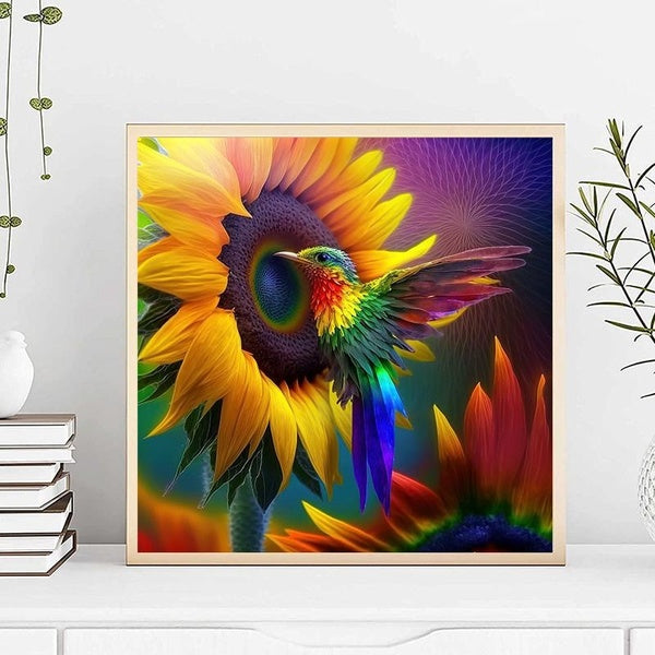 Sunflower Hummingbird Diamond Painting Kits for Adults Diamond Art Kits for Adults Beginner 5D DIY Full Drill Diamond Dots Paintings with Diamonds Ge