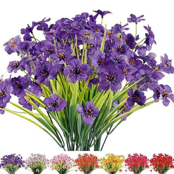 1-16 pcs Outdoor Artificial Lavender Fake Flowers UV Resistant Shrubs Plants No Fade Faux Plastic Greenery for Hanging Plants Garden Porch Window Box