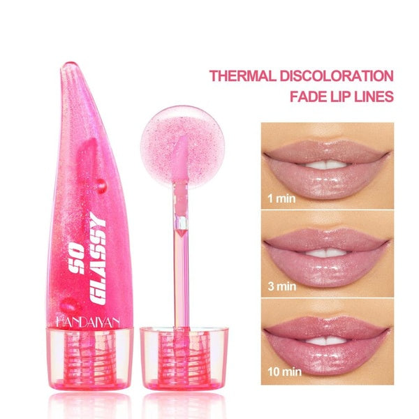 Temperature Sensing Color Chage Lipstick Lip Gloss Moisturizing Lip Makeup oil Gloss Mirror Pearl Lip Glaze Costmetics