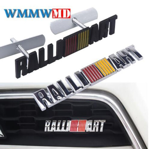 3D Metal Ralliart Front Grill Emblem Grille Badge Decal For Mitsubishi ralliart Lancer 9 10 Asx Outlander 3 Pajero Car Styling