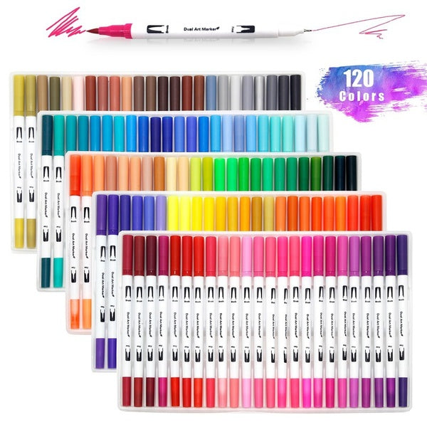 120 couleurs double pointe pinceau marqueur stylos Art aquarelle fineliner dessin peinture papeterie pour colorier Manga fournitures scolaires
