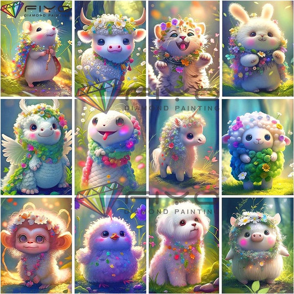 FIYO Aniamal DIY 5D Diamond Painting Full Drill with Number Kits Home and Kitchen Fashion Mosaic Diamond Painting Canvas Wall Decoration Gift Crafts