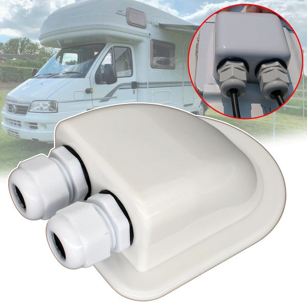 ABS Cable Entry Gland Double Hole IP68 Waterproof Junction Box KitFor RV Solar Panel Roof Wiring Motorhome Boat Yacht Universal