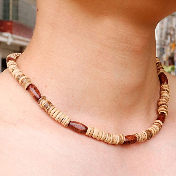 Bobo Handmade Antique Wooden Short Necklace Gothic Mens Choker Retro Neckless For Male Party Jewelry Homme Collier