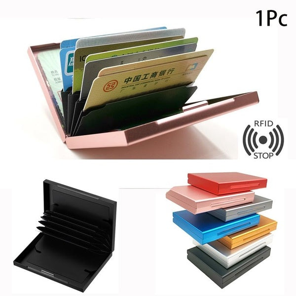 Porte-cartes hommes RFID bloquant aluminium métal mince portefeuille sac d'argent Anti-scan crédit porte-carte étui mince petits hommes sacs à main