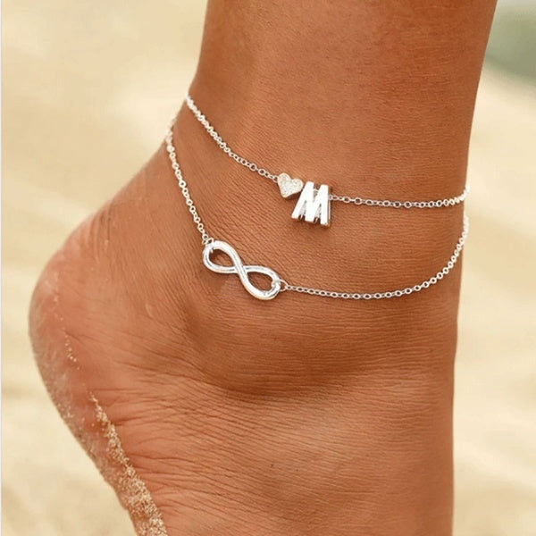 1pc 26 Lettres Cheville sur Pied Cheville Charme Coeur Femme Mode Bracelet & Bracelet Femmes Anniversaire Bijoux Chaîne De Jambe Cadeaux Nouvelle Ten