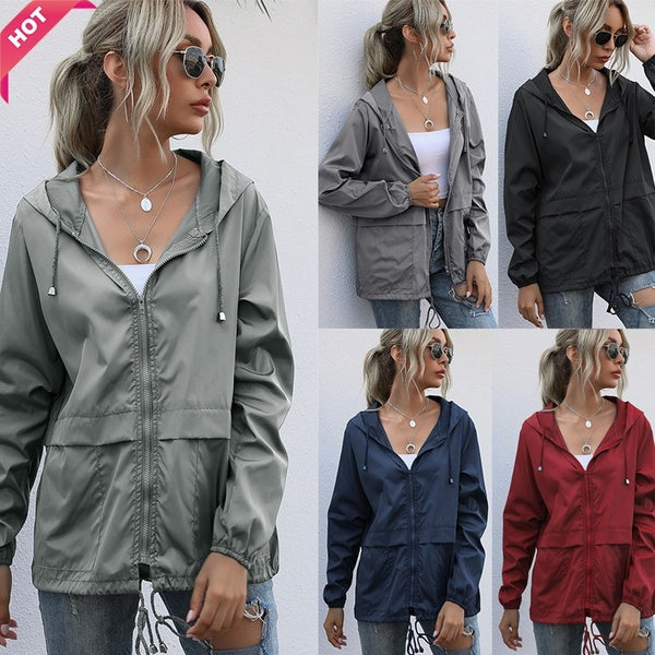 New Fashion Jackets for Woman Zipper Hoodie Lightweight Outdoor Hiking Raincoat Jacket Plus Size S-5XL