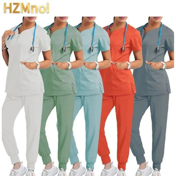 Uniformes chirurgicaux, ensemble de gommage pour femmes, vêtements de travail pour infirmière médicale, Salon de beauté, haut + pantalon, tunique d'a