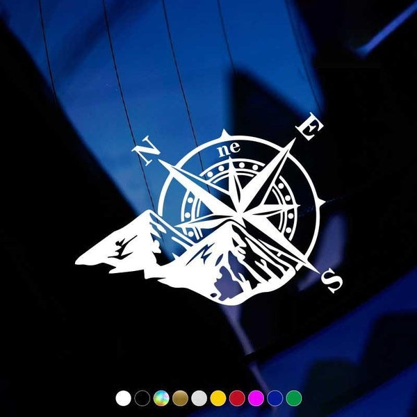 1pc Compass Decal Mountains for Camper Car Adventure Car Stickers Reflective Decals Motorcycle Decorative Car Accessories