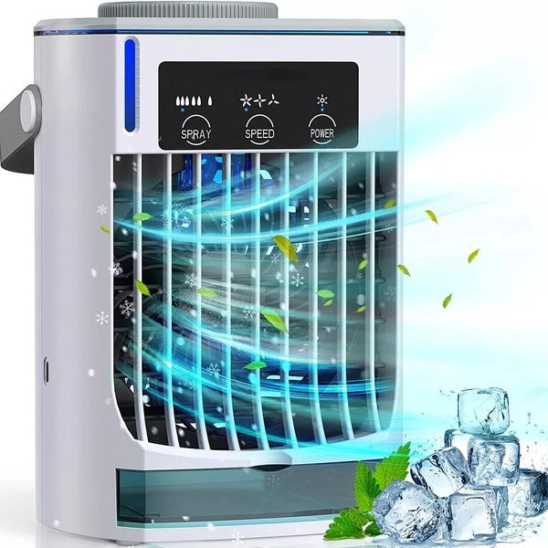 Portable Air Conditioner - Evaporative Air Cooler Personal Air Conditioner Cooling Fan with 3 Wind Speed, 3 Mist Small air conditioner Desktop Humidi