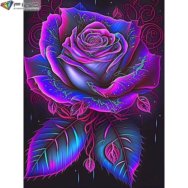 FIYO DIY 5D Flower Diamond Painting Kit for Adults, Full Drill Diamond Painting, Diamond Art Canvas Crafts Cross Stitch Crystal Embroidery Home Wall