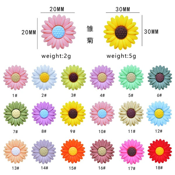 10pcs-pack Daisy Silicone Beads Sunflower Flowers Loose Beads DIY Handmade Jewelry Necklace Bracelet Bead Accessories Matron Inn