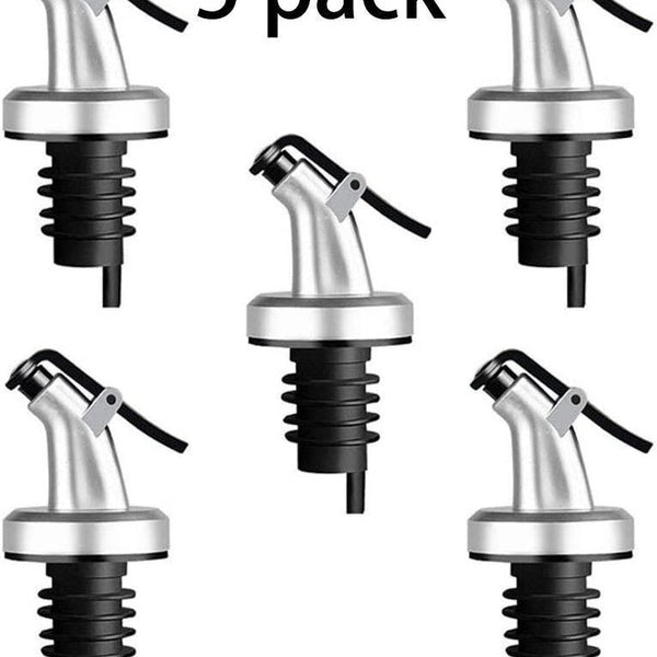 5Pcs Oil Pour Spouts, Olive Oil Bottle Dispenser with Leakproof Nozzle for Olive Oil, Wine, Vinegar, Soy Sauce, Oil Bottle Dispenser Kitchen Tools