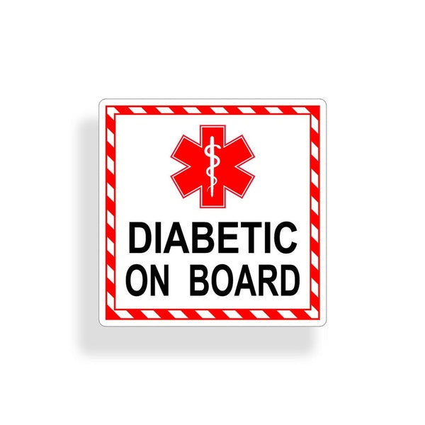 Diabetic On Board Sticker Medical Safety Alert Emergency 911 Car Window Decal