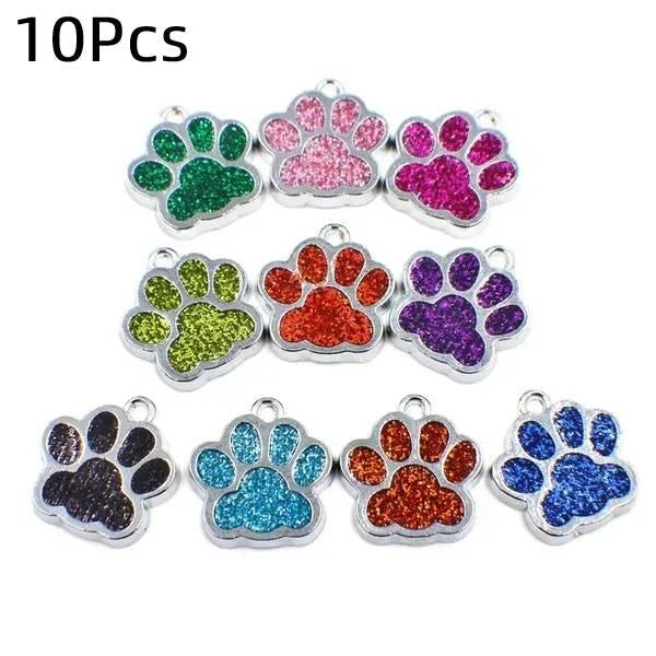 10pcs Colorful Alloy Metal Dog Cat Bear Paw Charms For DIY Bracelet Necklace Jewelry Making Animal Pendant Supplies