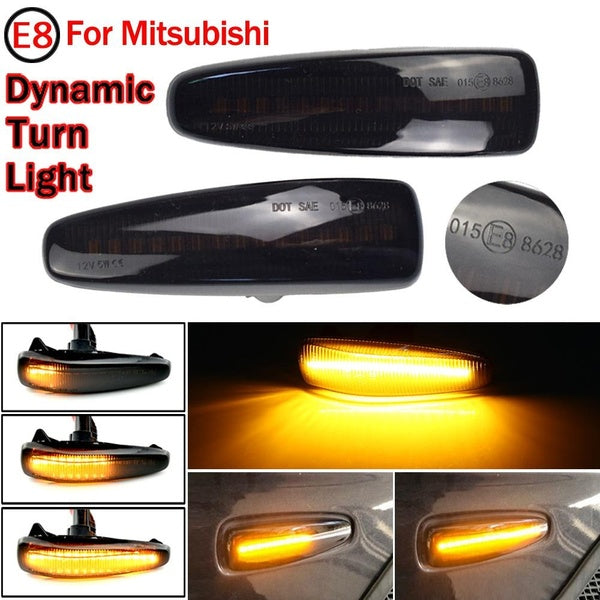 2pcs Amber Dynamic LED Fender Side Marker Turn Signal Light Marker Lamp for Mitsubishi Lancer EVO X Outlander Sport Mirage 2014+
