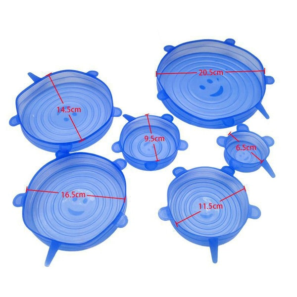 Ayevin 6pcs Silicone Stretch Lids Universal Lid Silicone Bowl Pot Lid Cover Pan Cooking Food Fresh Cover Microwave Cover