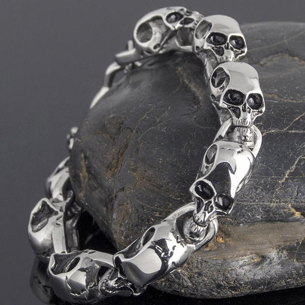 Solid Stainless Steel Men's Bracelets Punk & Hippe's 9MM Skulls Ghost Chain Bracelet for Men Masculine Halloween Jewelry Accessories Matron Inn