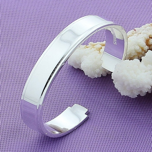 Fashion Simple Silver Bracelet 925 Sterling Silver Smooth Round Open Bracelets Bangles for Women Jewellery Pulseiras