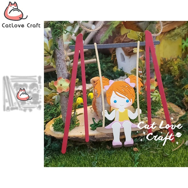Catlove Swing Boy Girl Metal Cutting Dies Scrapbooking Mold Stencil Die Cuts Card Making DIY Craft Embossing New Dies For 2021