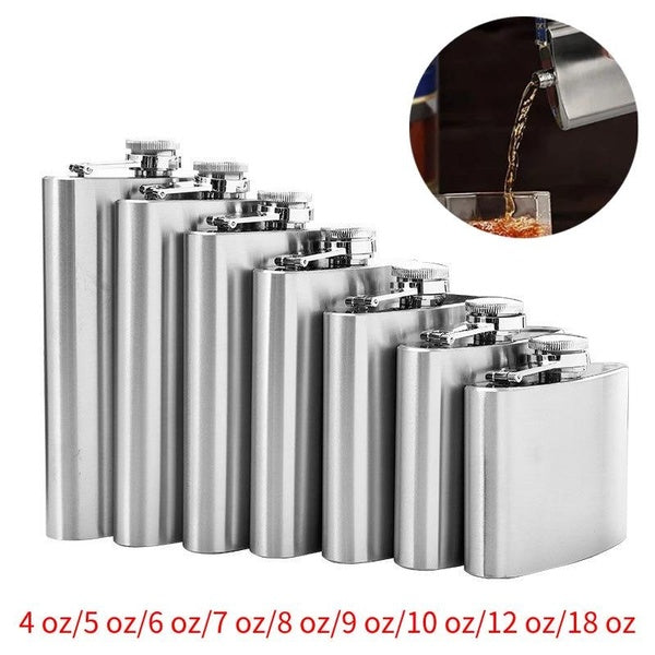 4-5-6-7-8-9-10-12-18 oz Stainless Steel Hip Flask Pocket Hip Flask Alcohol Whiskey Liquor Screw Cap Drinking Bottle
