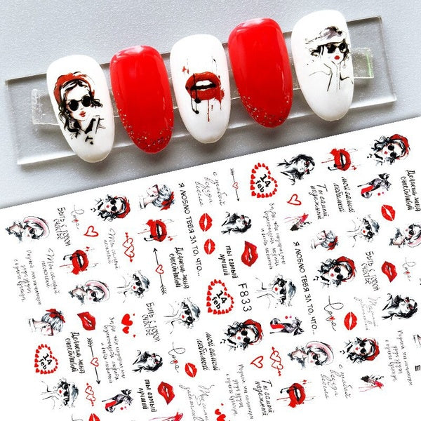 1pcs 3D Tiger New Year Stickes Nail Design Cartoon Leopard Animal Valentine Decal Slider Manicure Nail Art Accessories F826-835
