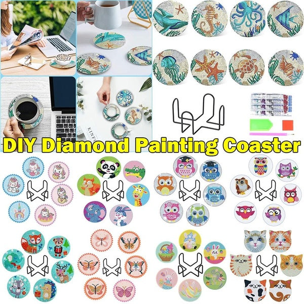 31 Style DIY Cartoon Diamond Painting Coasters 5D Embroidery Home Decoration Coasters Christmas Gift @#A02