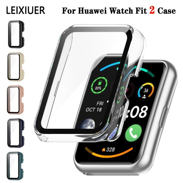 LEIXIUER Boîtier PC avec protection d'écran en verre trempé pour montre HUAWEI fit 2 Accessoires de smartwatch de protection complète pour montre hua