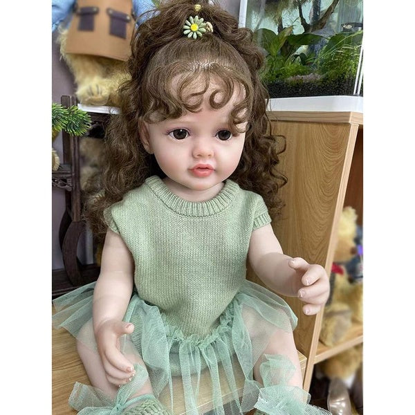 55cm Silicone Hand Rooted Hair Dolls Handmade Full Body Silicone Girl Doll Toys Xmas Gift