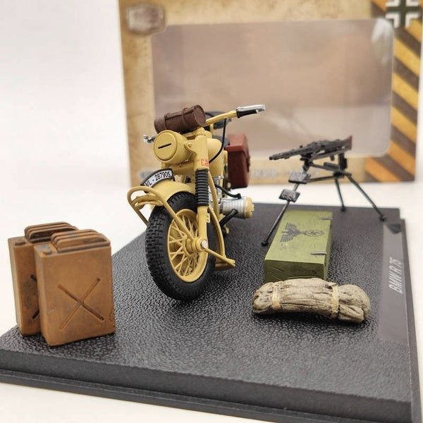B~W R75 Motorcycle World War II 1939-1945 Yellow Diecast Model Gifts Toys Collection 1:24