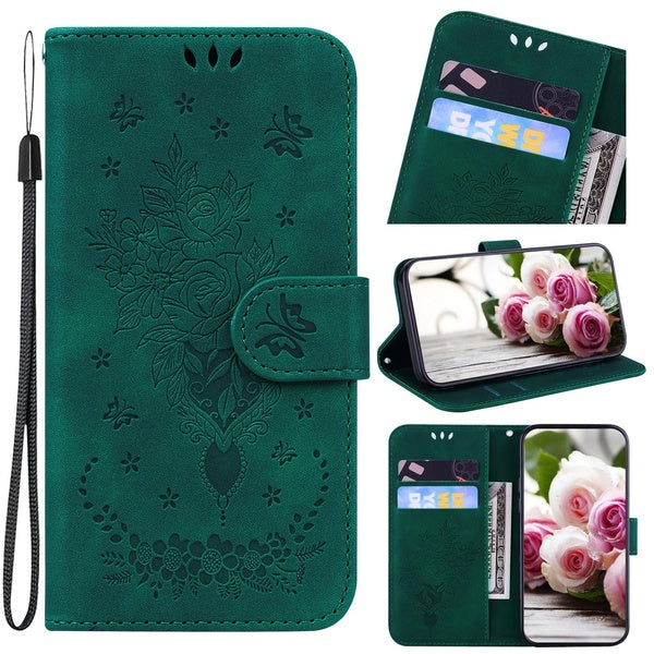 Coque de téléphone pour coque Nokia, étui à rabat en relief papillon rose en cuir PU avec support pour cartes de crédit pour Nokia 2.3 4.2 3.2 2.2 2.