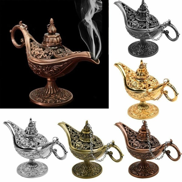 Magic Genie Lamps - Vintage Incense Burners Magic Genie Light Lamp for Home Table Decoration-Party-Halloween-Birthday Gift,Classic Zinc Alloy Arabian