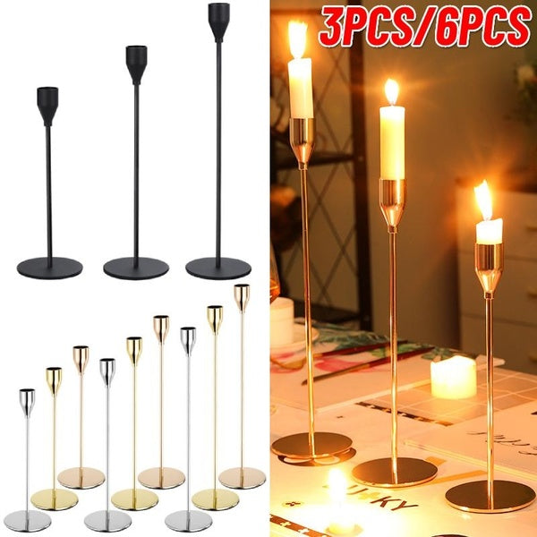 3PCS-6PCS Candle Holders Set for Taper Candles, Decorative Candlestick Holder for Table Wedding, Dinning, Party, Fits 3-4 Inch Thick Candle & Led Can