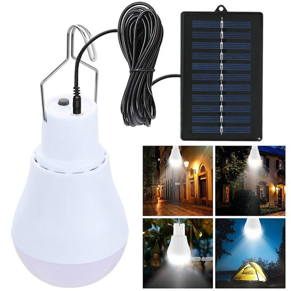 Outdoor Portable LED Light Solar Energy Charged Panel Powered Lamp Emergency Bulb Lantern Camping Lights Hanging Tent Lights For Garden Camping Tent