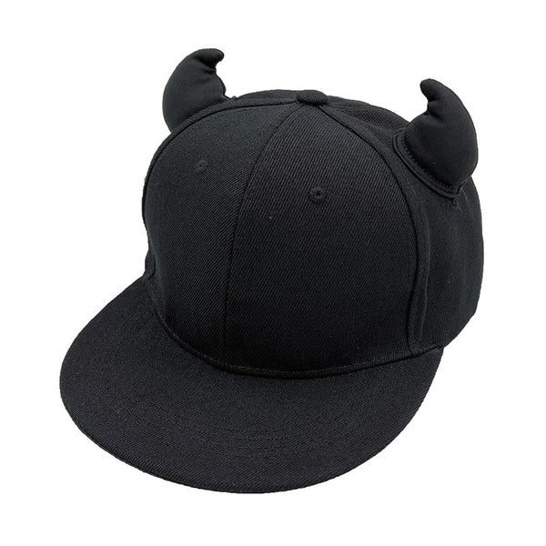 3-8 Years Hip-hop Hat Black Punk Horn Children Boys Girls Baseball Cap Snapback Cap With Horns Outdoor Sport little devil sun hat