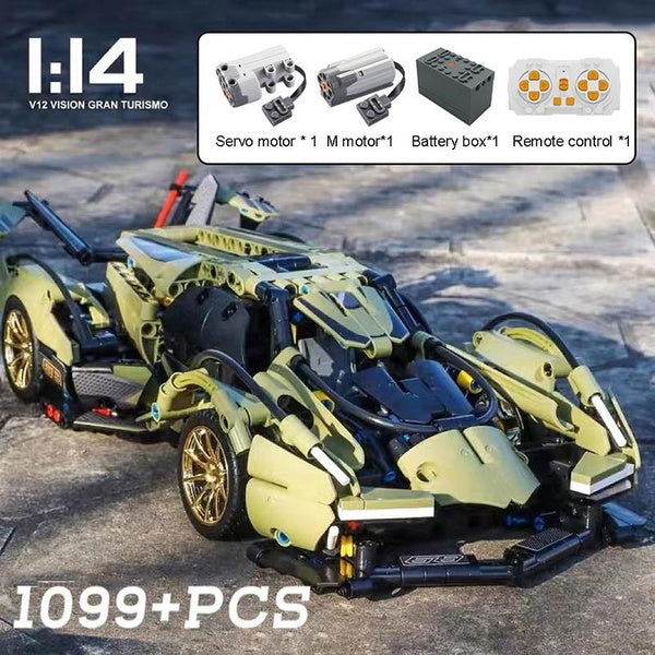 New MOC 1:14 V12 Super Racing Sport Car Model Building Block Brick Educational Assembly Toy Children Boy Gift