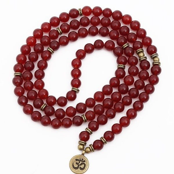 red stone 108 beads 8mm elastic adjustable Lotus life tree Buddha OM eye Chakra Reiki agate Onyx Yoga Bracelet necklace dh5w m68