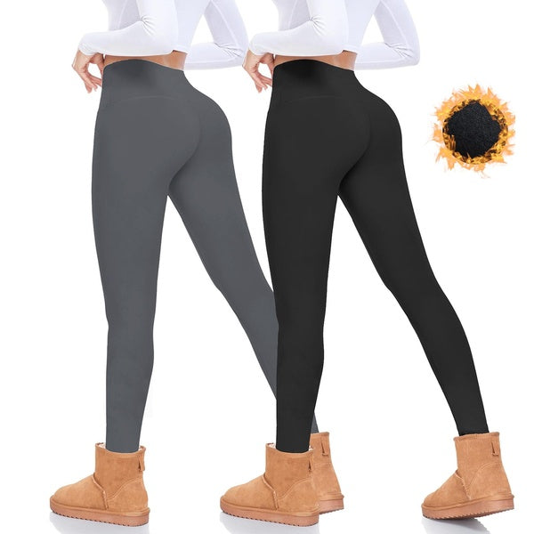 Leggings taille haute doublés en polaire pour femme, contrôle du ventre, pantalon de Yoga chaud et doux pour l'entraînement, l'automne et l'hiver