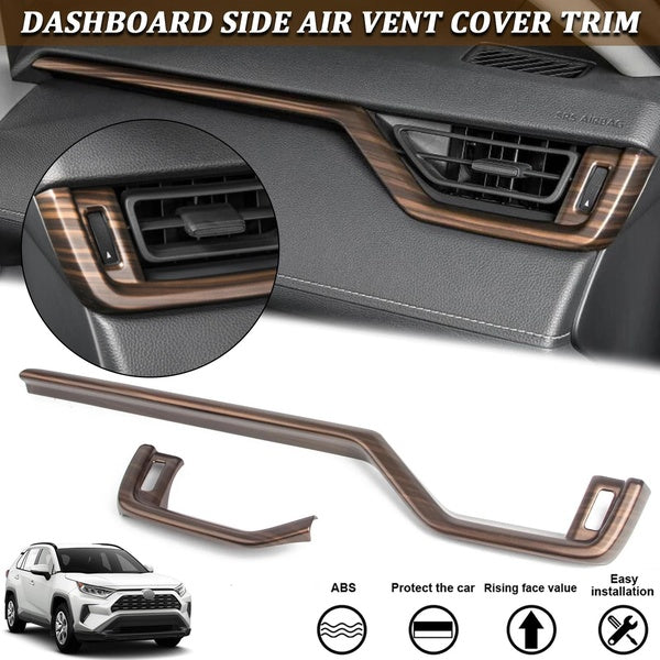 Peach Wood Grain Interior Dashboard Side AC Air Vent Frame Cover Trims Decoration For Toyota RAV4 2019 2020 2021 2022 2023 2024