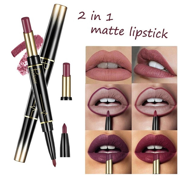 16 Colors Long-lasting 2 in 1 Lip Liner Matte Lip Pencil Lipstick Long lasting Waterproof Moisturizing Matte Lipsticks Makeup Beauty
