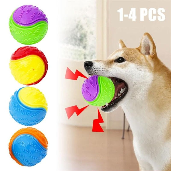 Bite-resistant Pet Dog Toy Rubber Ball Anti Destroying Interactive Balls Chew Ball Dog Squeaky Toys Pet Supplies Puppy Training Toy(Random Color) 1-2