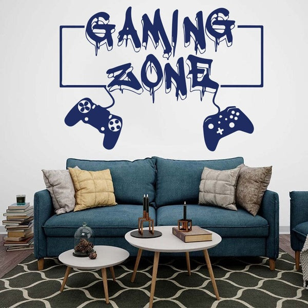 Gaming Zone Eat Sleep Game Controller Video Game Wall Sticker Boy Room Play Room Gaming Zone Wall Decal Bedroom Vinyl Mural M330