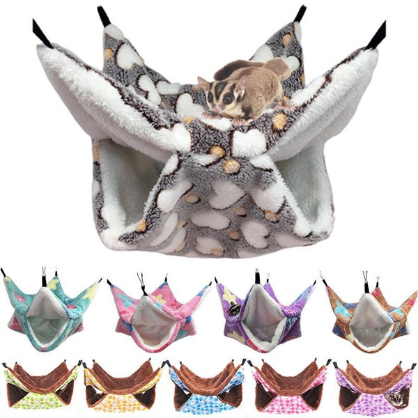 Hammock for Rats Double Thick Plush Warm Bed for Hamster House Nest Sleeping Bag Hanging Tree Beds Guinea Pig Hamster Cage