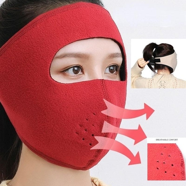 Men's and women's winter warmth, full face, breathable, outdoor, dustproof and windproof riding masks, fleece ear protection, riding skiing snowboard