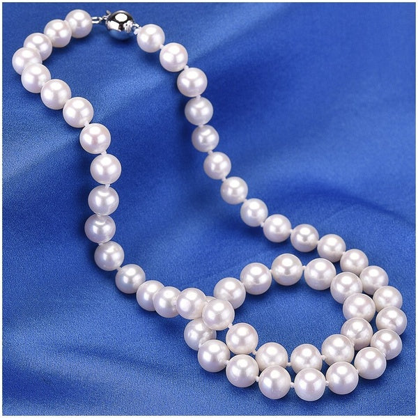 Classic 8-9MM White Natural Round Freshwater Pearl Choker Necklace for Women Wedding Fine Jewelry FEIGE