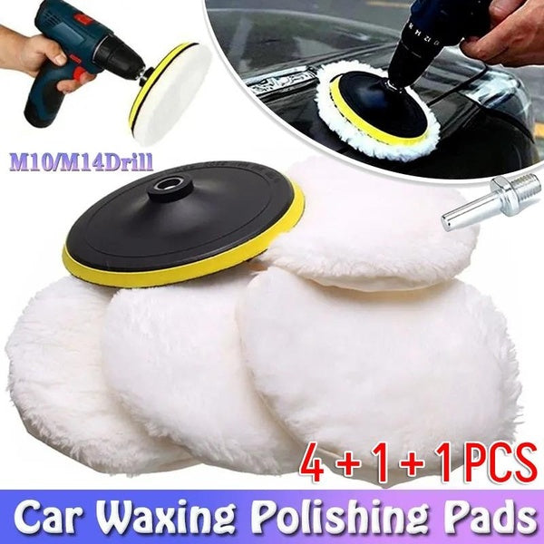 3 Inch-6 Inch Wool Polishing Buffing Pad Polishing Buffing Wheel for Drill Buffer Attachment with M10-M14 Drill Adapter for Orbital Polisher Buffer