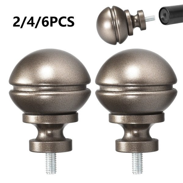 2-4-6pcs Curtain Rod Finials Plastic End 54mmx36mm Brown