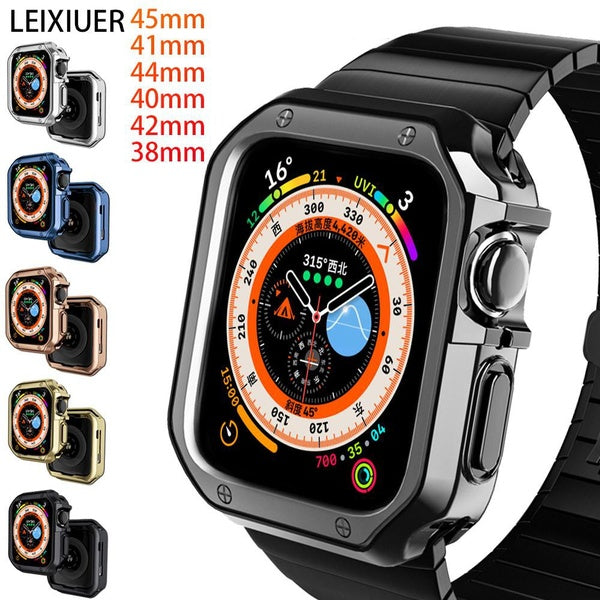 LEIXIUER Sport TPU Cover Case for Apple Watch 9 8 7 41 mm 45 mm 6 SE 44mm 40mm 42mm 38mm for iWatch series 5 4 3 2 1 soft Screen Protector Accessorie