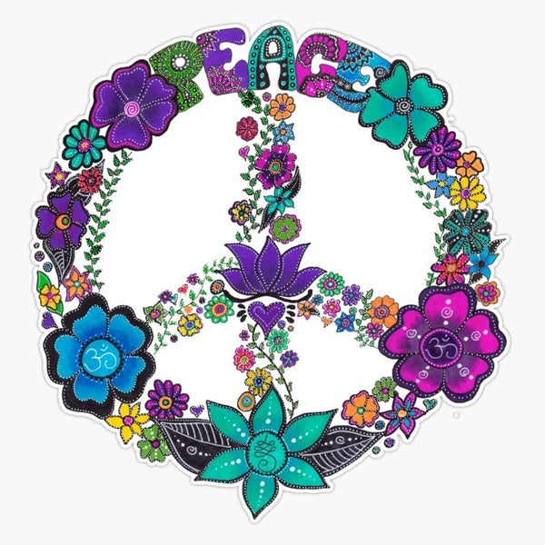 Flower Peace Sign Sticker Vinyl Bumper Sticker Decal Waterproof 5"